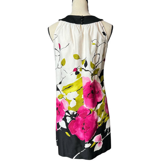 IN Studio Mini Dress in White Pink Green Floral Print Halter Neckline Size 4P - Picture 3 of 6